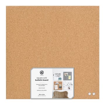 U Brands Square Cork Bulletin Board, 14" x 14"