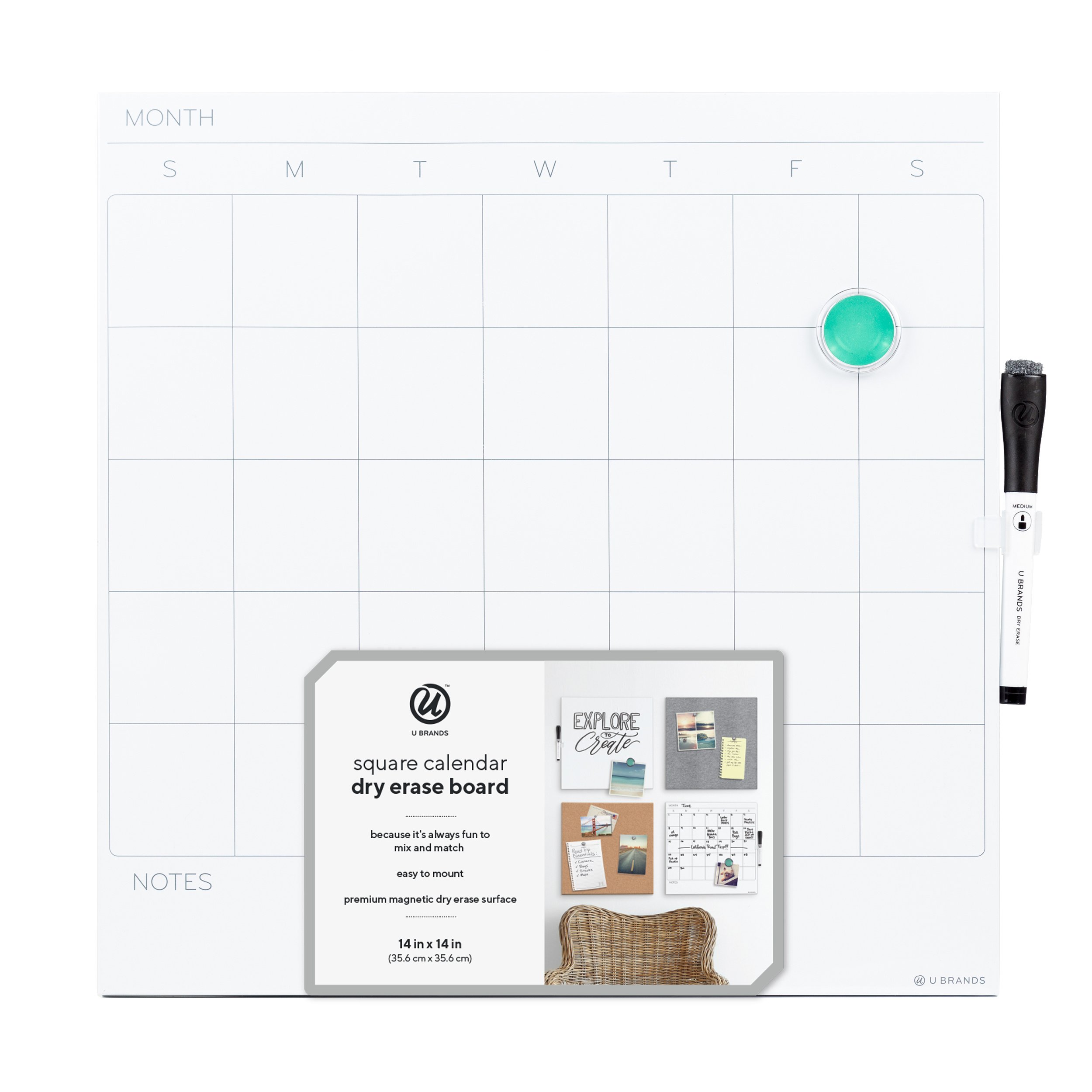 U Brands Square Calendar Dry Erase Board Shop Bulletin & DryErase