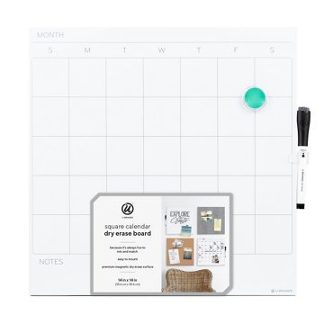 U Brands Square Calendar Dry Erase Board, 14" x 14"