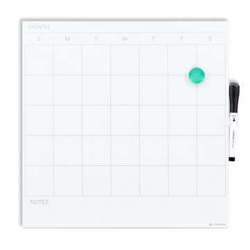 U Brands Square Calendar Dry Erase Board, 14" x 14"