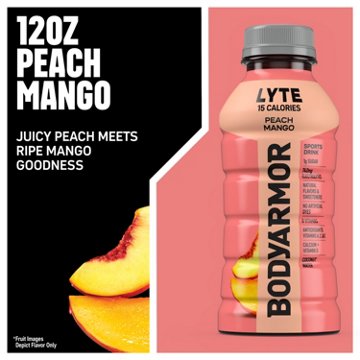 BODYARMOR Lyte Sports Drink 8 pk Bottles - Peach Mango, 12 oz