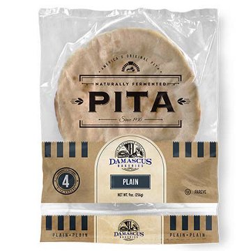 Damascus Bakeries Naturally Fermented Pita Flatbread - Plain, 4 ct