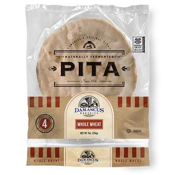 Damascus Bakeries Naturally Fermented Pita Flatbread - Whole Wheat, 4 ct