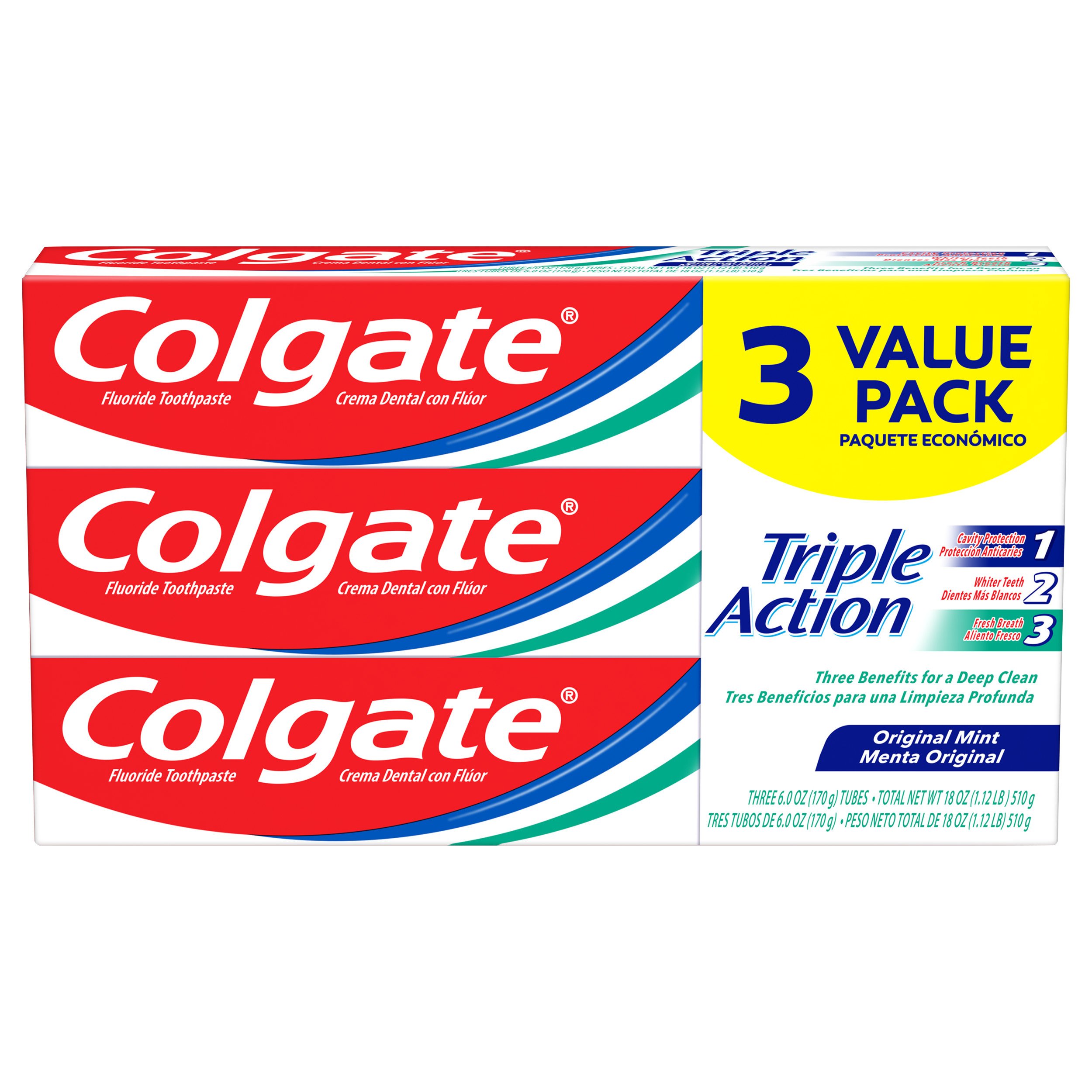 Colgate Cavity Protection Triple Action Mint Toothpaste 3 pk Shop
