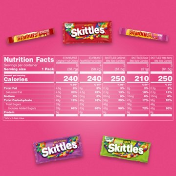 Skittles & Starburst Assorted Chewy Candy - Variety Pack, 18 pk
