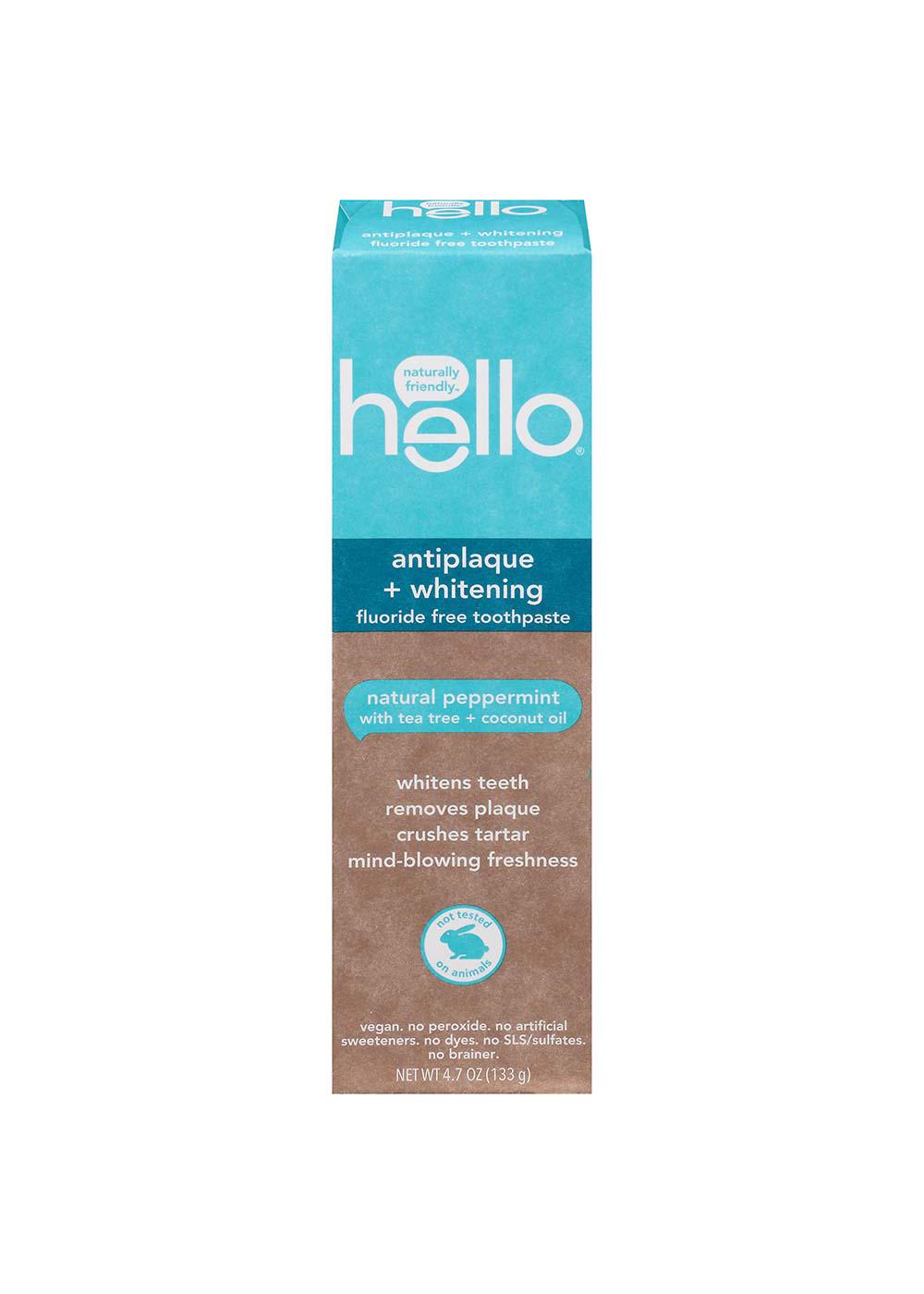 hello Antiplaque + Whitening Fluoride Free Toothpaste - Natural Peppermint; image 1 of 10
