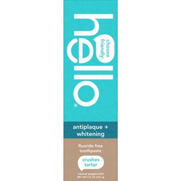 hello Antiplaque + Whitening Fluoride Free Toothpaste - Natural Peppermint, 5 oz