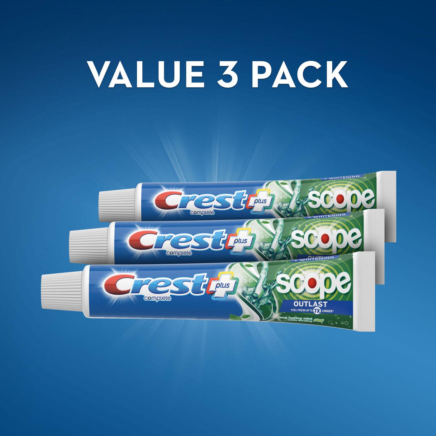Crest Complete + Scope Outlast Whitening Toothpaste - Long Lasting Mint, 3 Pk; image 10 of 10