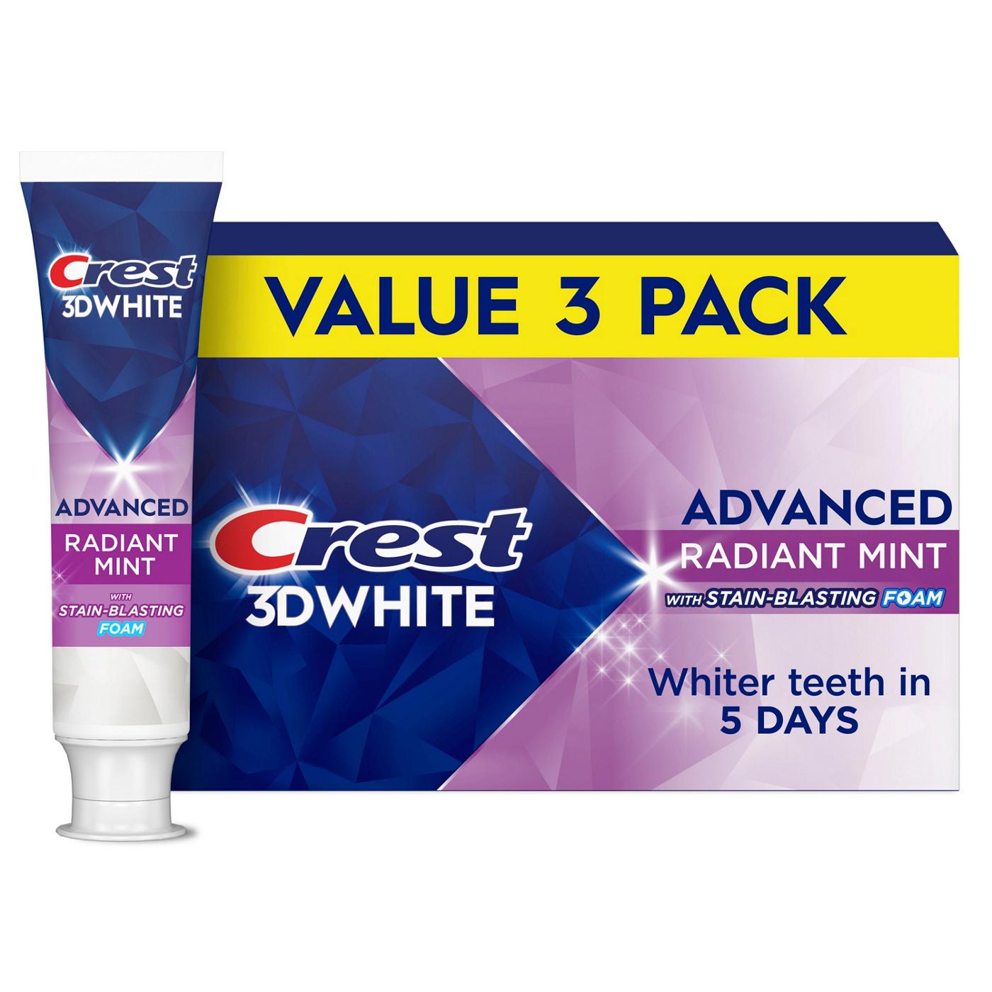 Crest 3DWhite Advanced Teeth Whitening Toothpaste, Radiant Mint; image 1 of 10