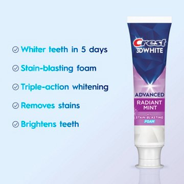 Crest 3DWhite Advanced Teeth Whitening Toothpaste, Radiant Mint