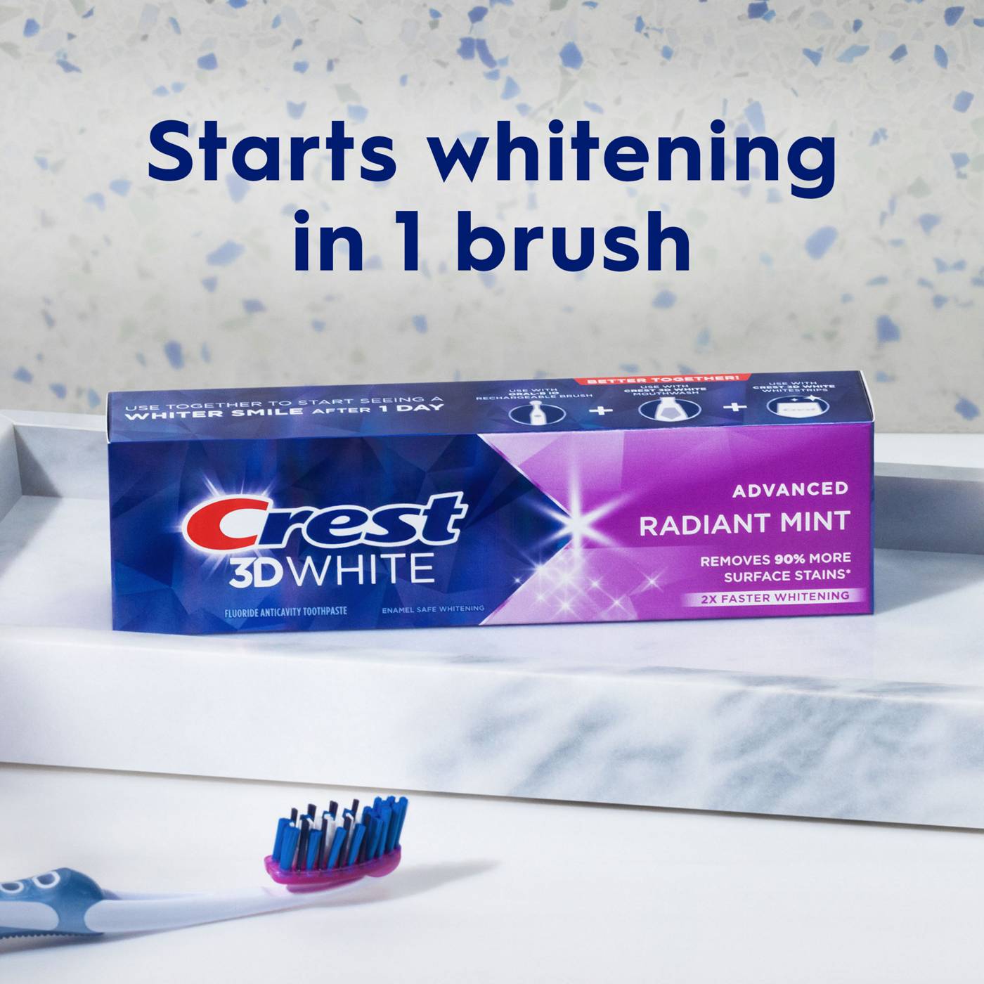 Crest 3DWhite Advanced Teeth Whitening Toothpaste, Radiant Mint; image 6 of 10