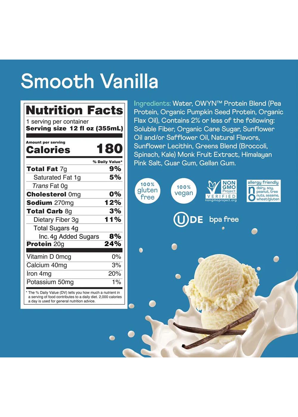 OWYN Smooth Vanilla Protein Drink; image 2 of 2