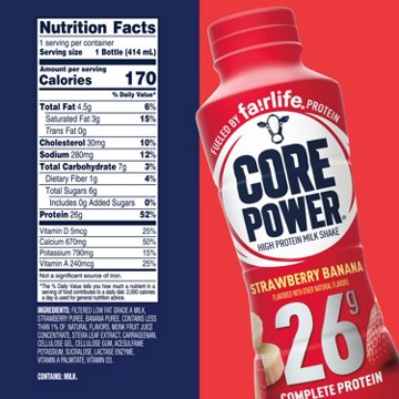 Core Power Complete 26g Protein Shake - Strawberry Banana, 14 oz
