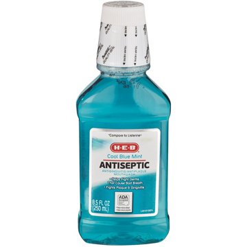 H-E-B Cool Blue Mint Antiseptic Mouthwash, 8.5 oz