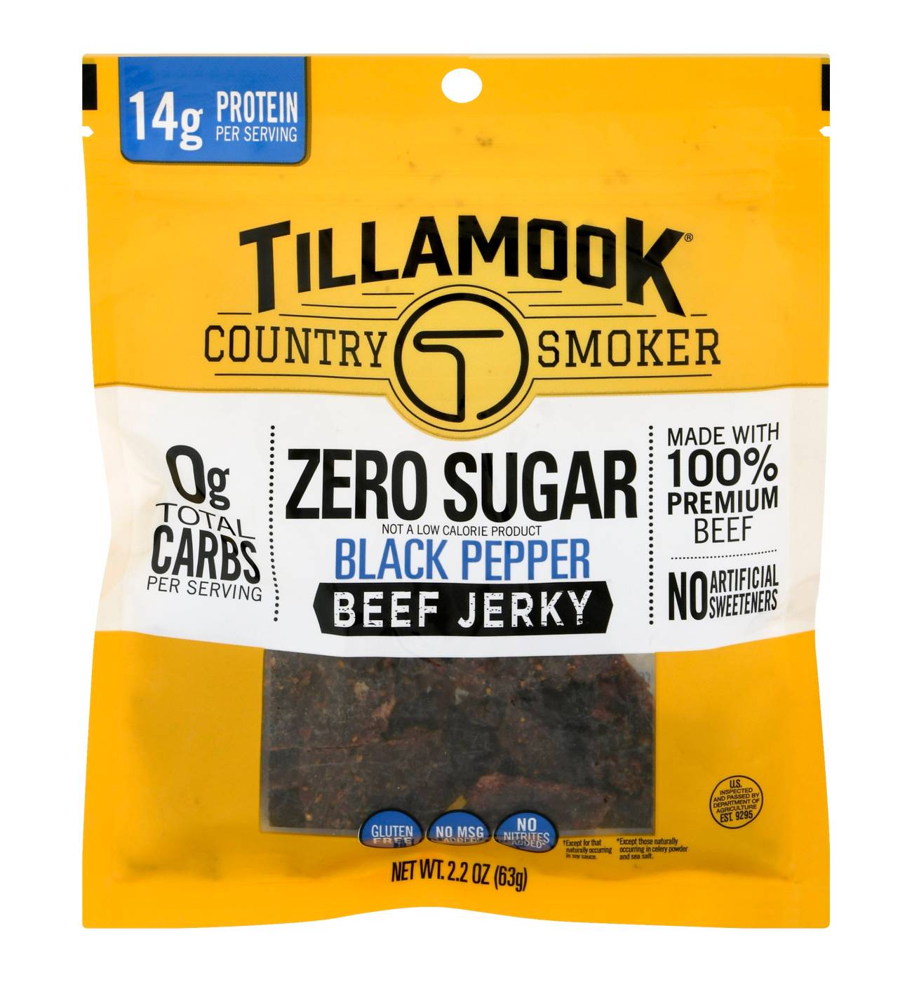 Tillamook Country Smoker 14g Protein Zero Sugar Beef Jerky - Black Pepper; image 1 of 2