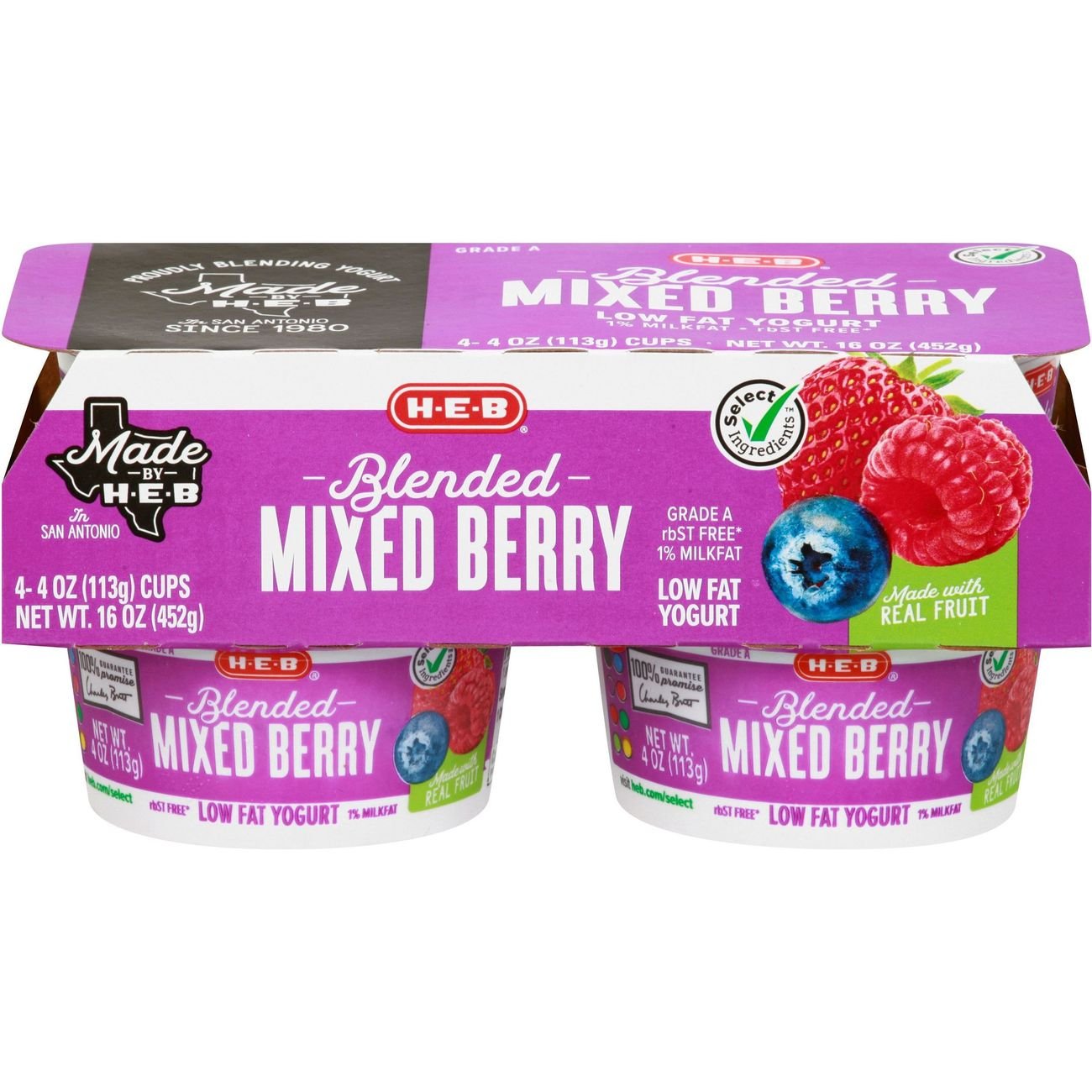 HEB Select Ingredients Blended LowFat Mixed Berry Yogurt Shop