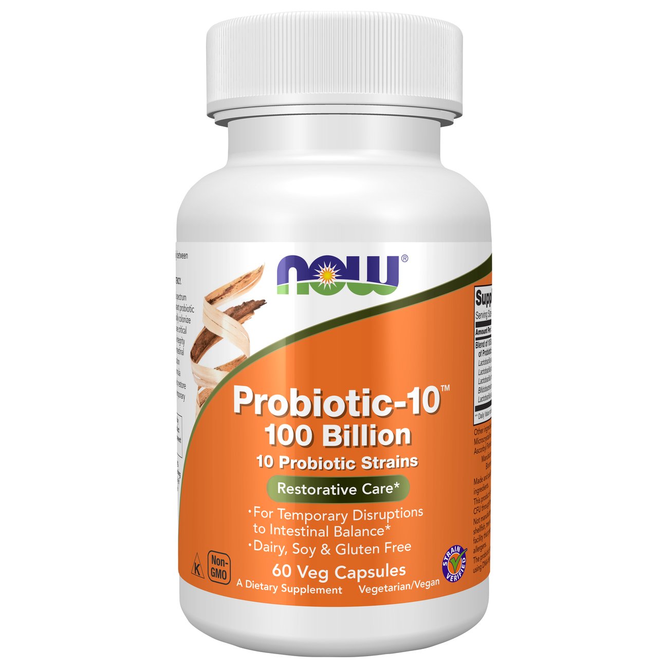 NOW Probiotic-10 100 Billion Restoractive Care Capsules, 60 ct