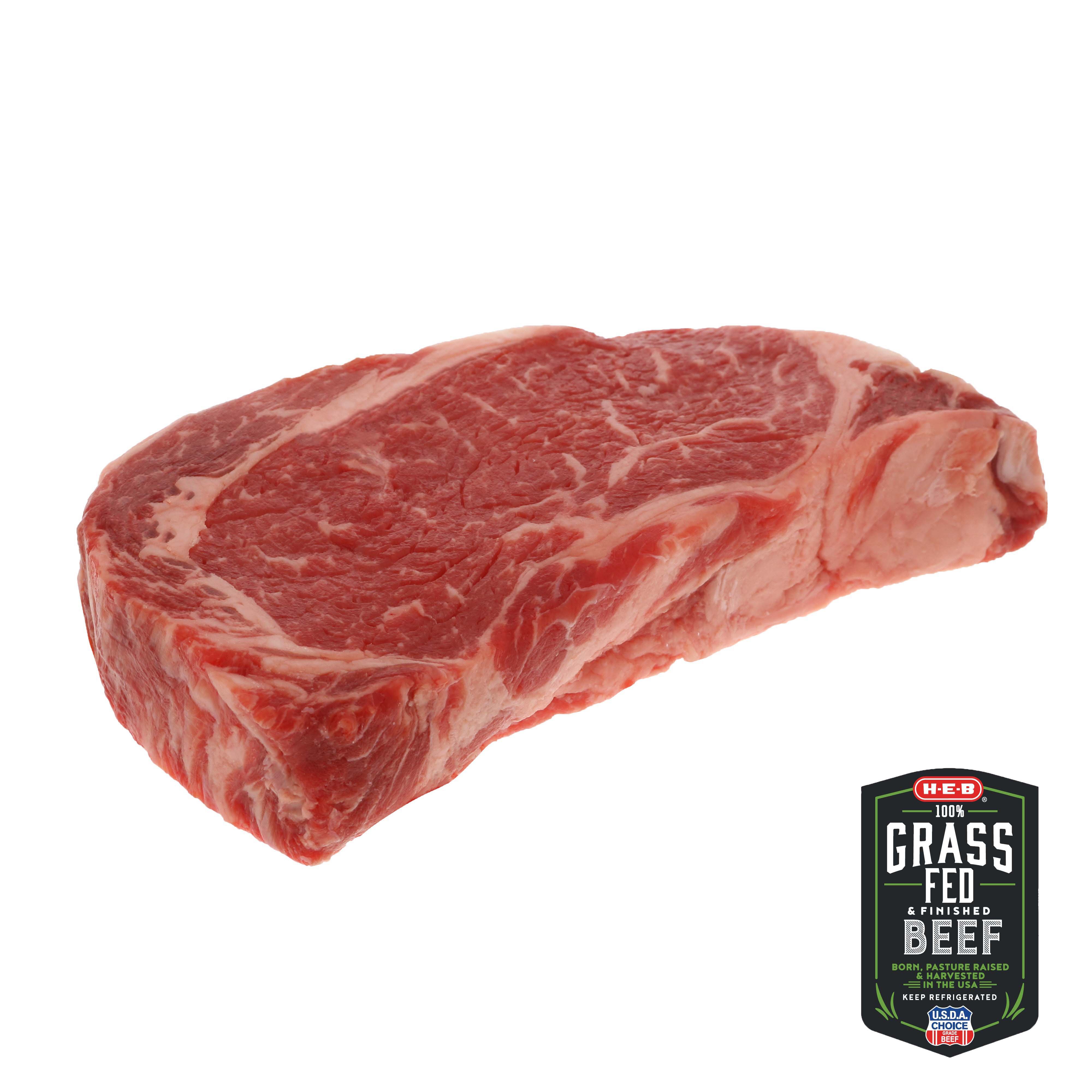 H-E-B Grass Fed Beef Ribeye Steak Boneless Thick, USDA Choice - Shop Beef  at H-E-B