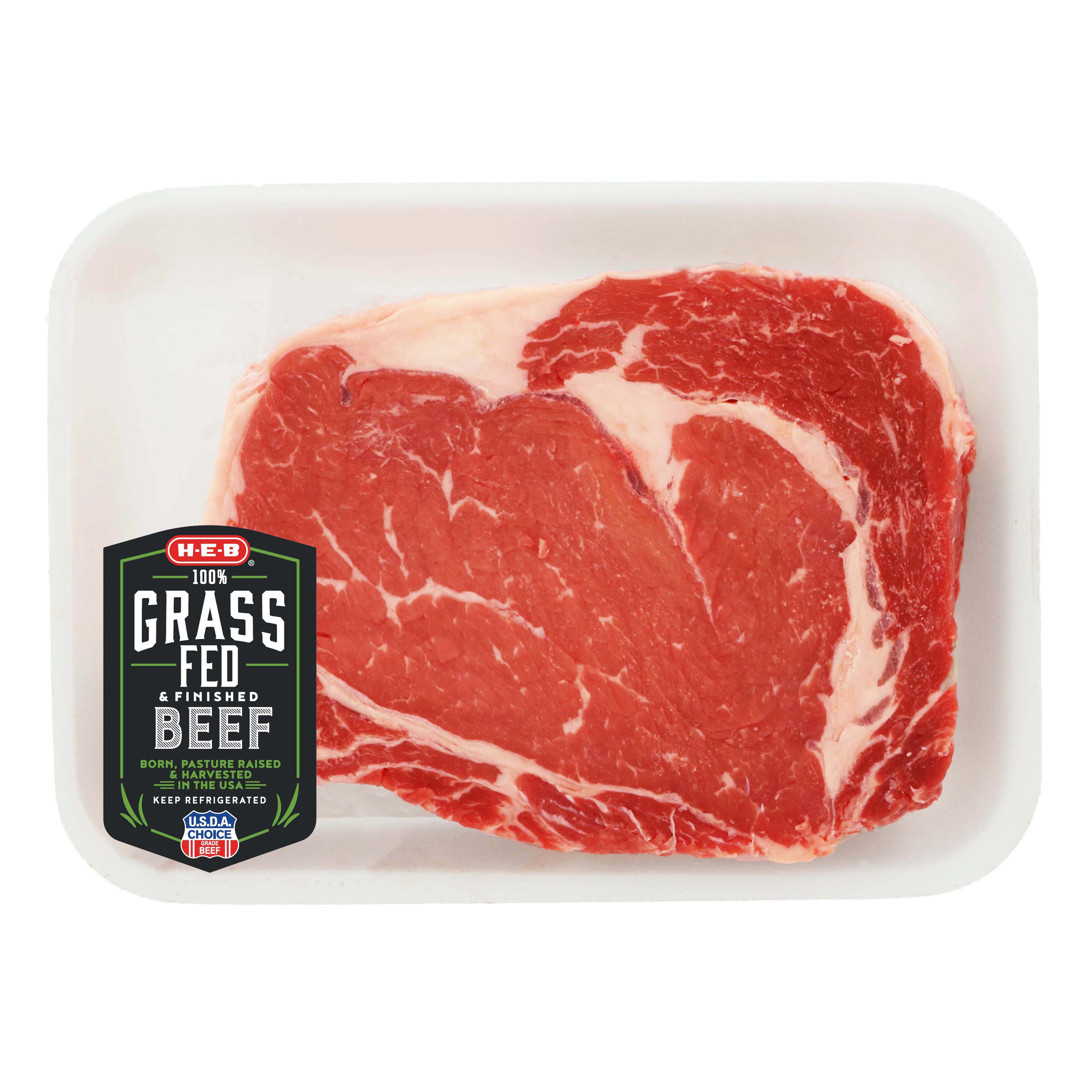 H-E-B Grass Fed Beef Ribeye Steak Boneless Thick, USDA Choice - Shop ...