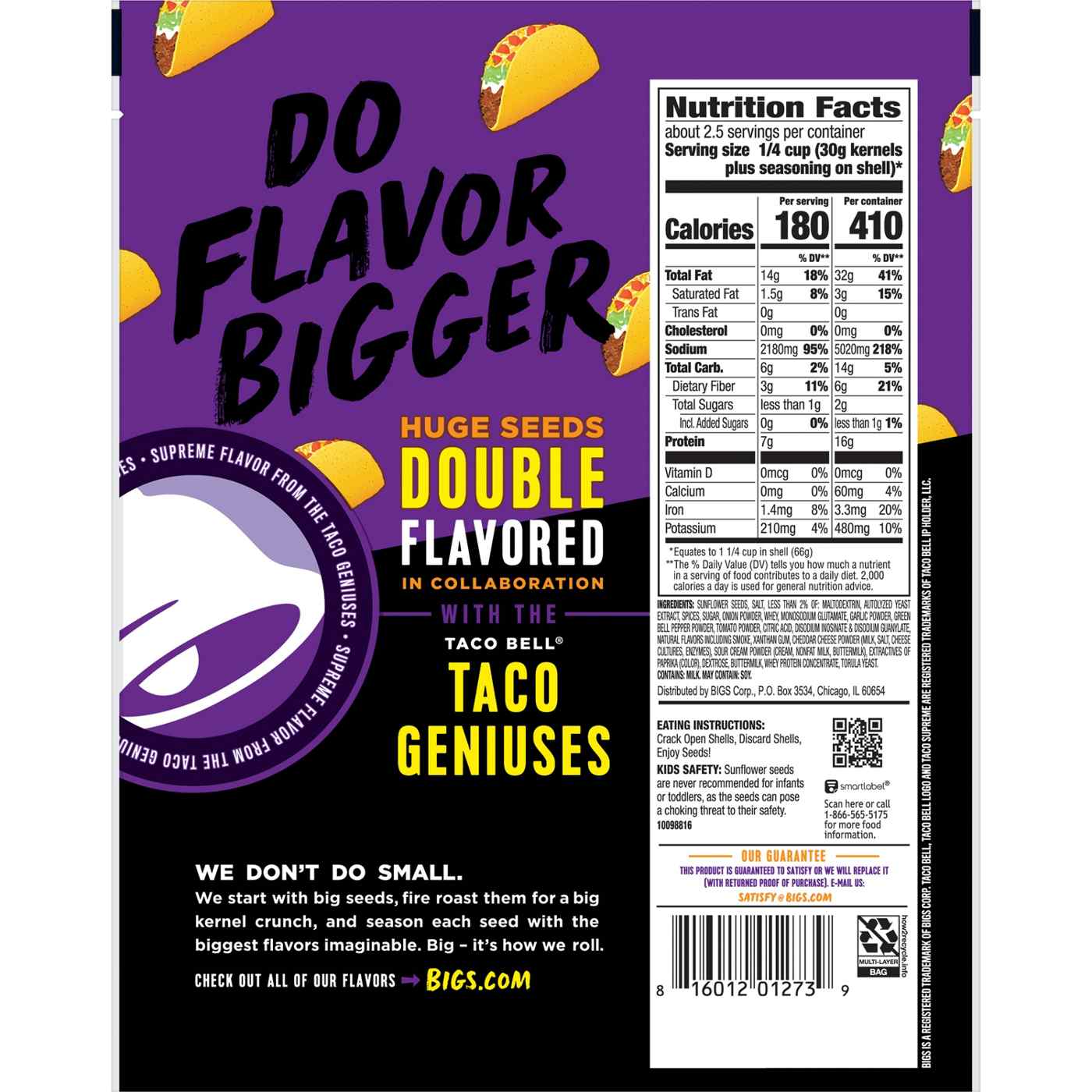 BIGS Sunflower Seeds - Taco Supreme Flavored; image 3 of 7