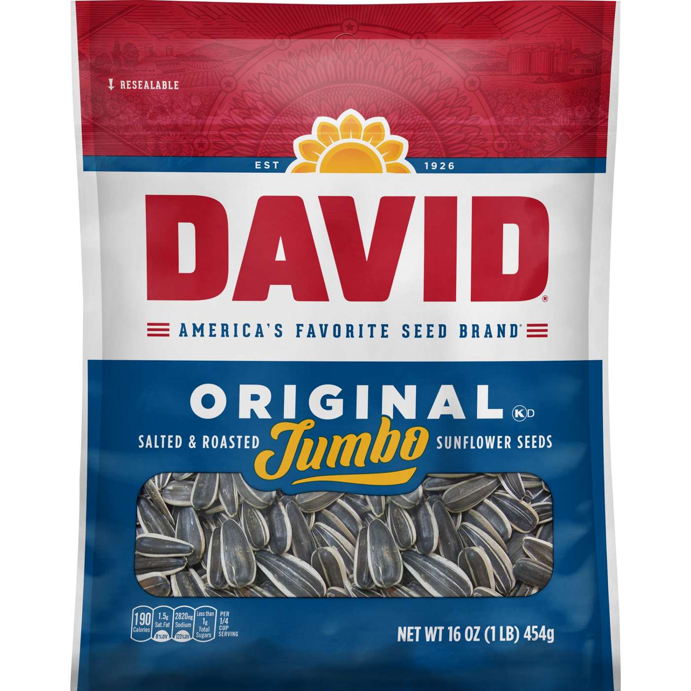 DAVID Roasted and Salted Original Jumbo Sunflower Seeds; image 1 of 4