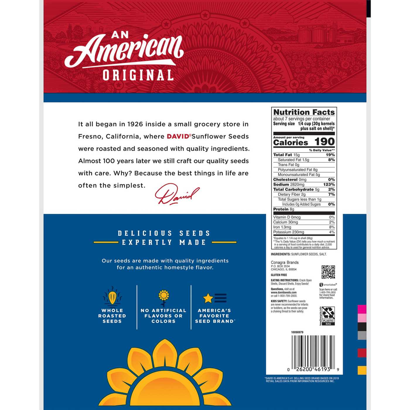 DAVID Salted Roasted Jumbo Sunflower Seeds - Original; image 3 of 4