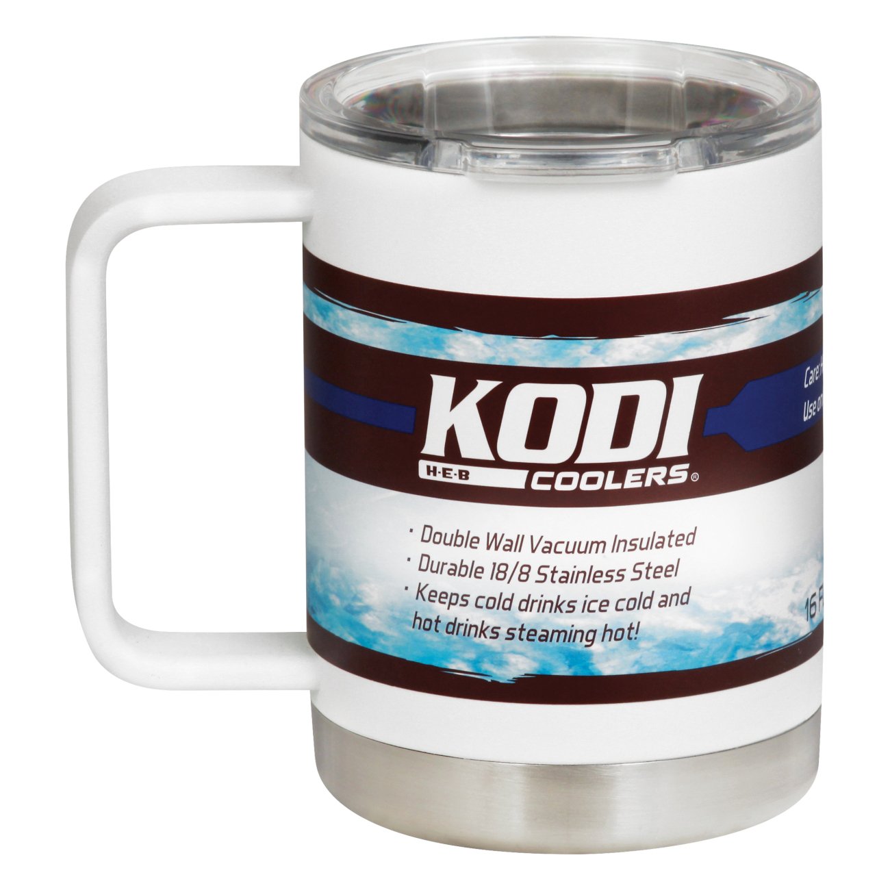 KODI by H-E-B White Matte Stainless Steel Spill Proof Travel Mug