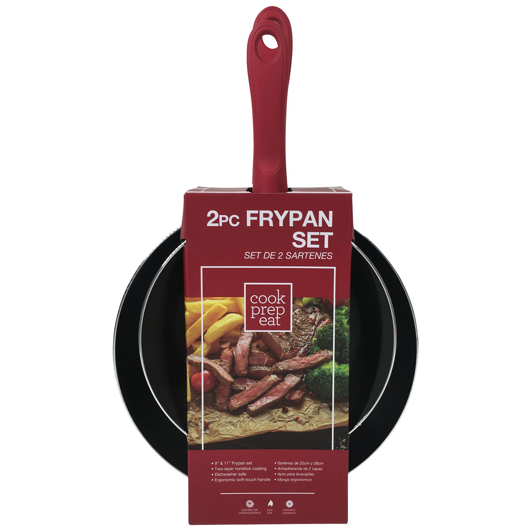 Cook Prep Eat Frying Pan Set Red Shop Frying pans & griddles at HEB