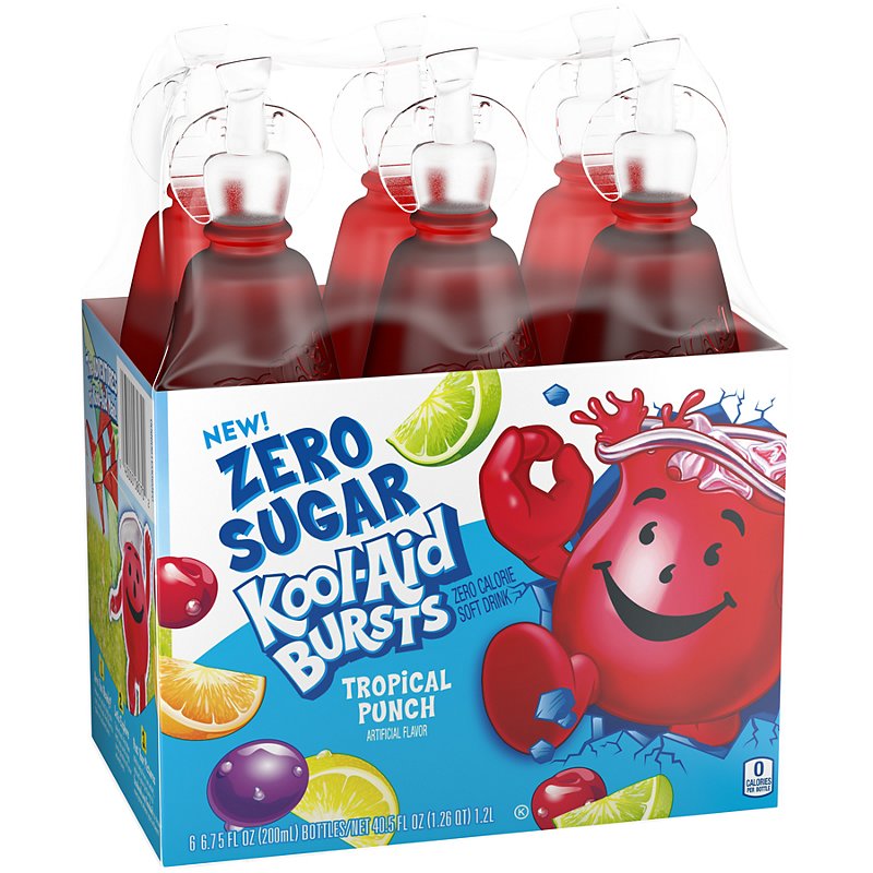 Kool-Aid Bursts Zero Sugar Tropical Punch Soft Drink 6.75 oz ...
