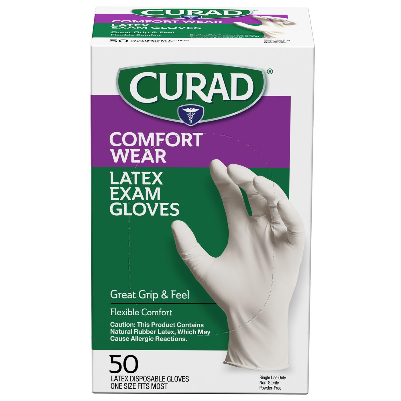 Curad Comfort Wear Latex Exam Gloves; image 1 of 4