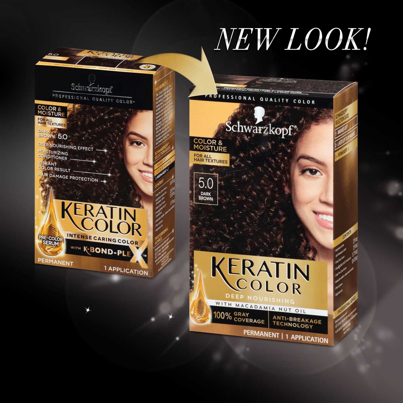 Schwarzkopf Keratin Color, Color & Moisture Permanent Hair Color Cream, 5.0 Dark Brown; image 3 of 6