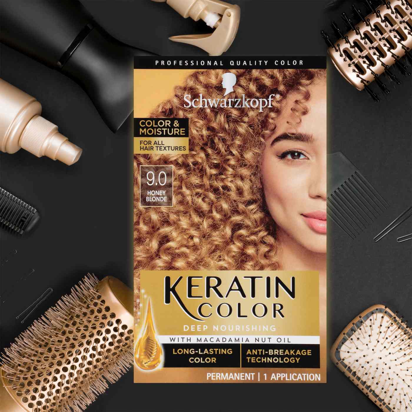 Schwarzkopf Keratin Color, Color & Moisture Permanent Hair Color Cream, 9.00 Honey Blonde; image 3 of 6