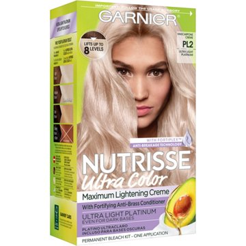 Garnier Nutrisse Ultra Color Maximum Lightening Bleach with Fortifying Anti-Brass Conditioner Mascarpone Creme PL2