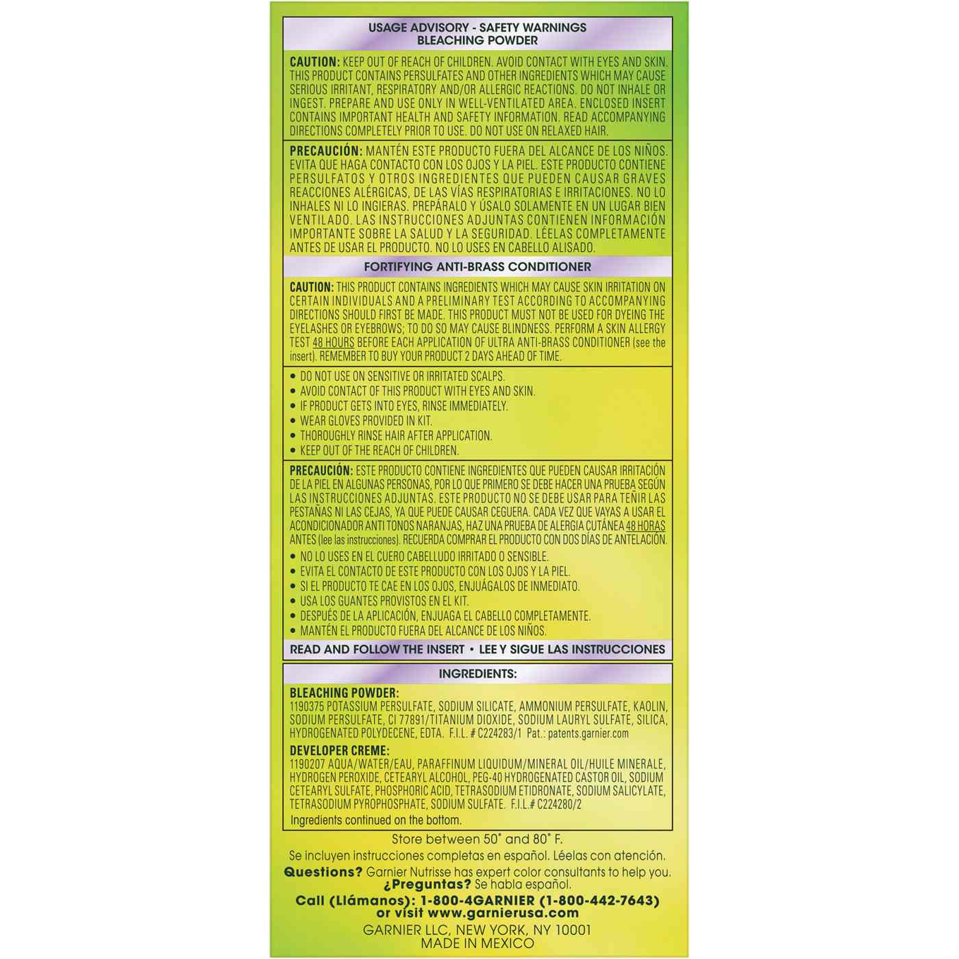 Garnier Nutrisse Ultra Color Maximum Lightening Bleach with Fortifying Anti-Brass Conditioner Mascarpone Creme PL2; image 7 of 9