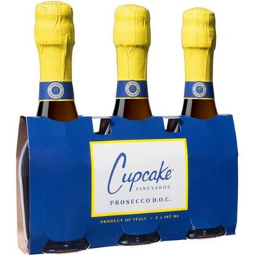 Cupcake Vineyards Glera/Prosecco Italy Sparkling Wine 3 pk Bottles, 187 mL