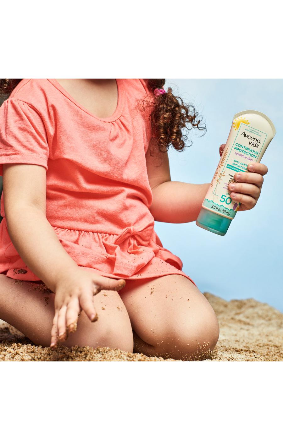 Aveeno Kids Continuous Protection Lotion Sunscreen With Broad Spectrum SPF 50; image 3 of 8