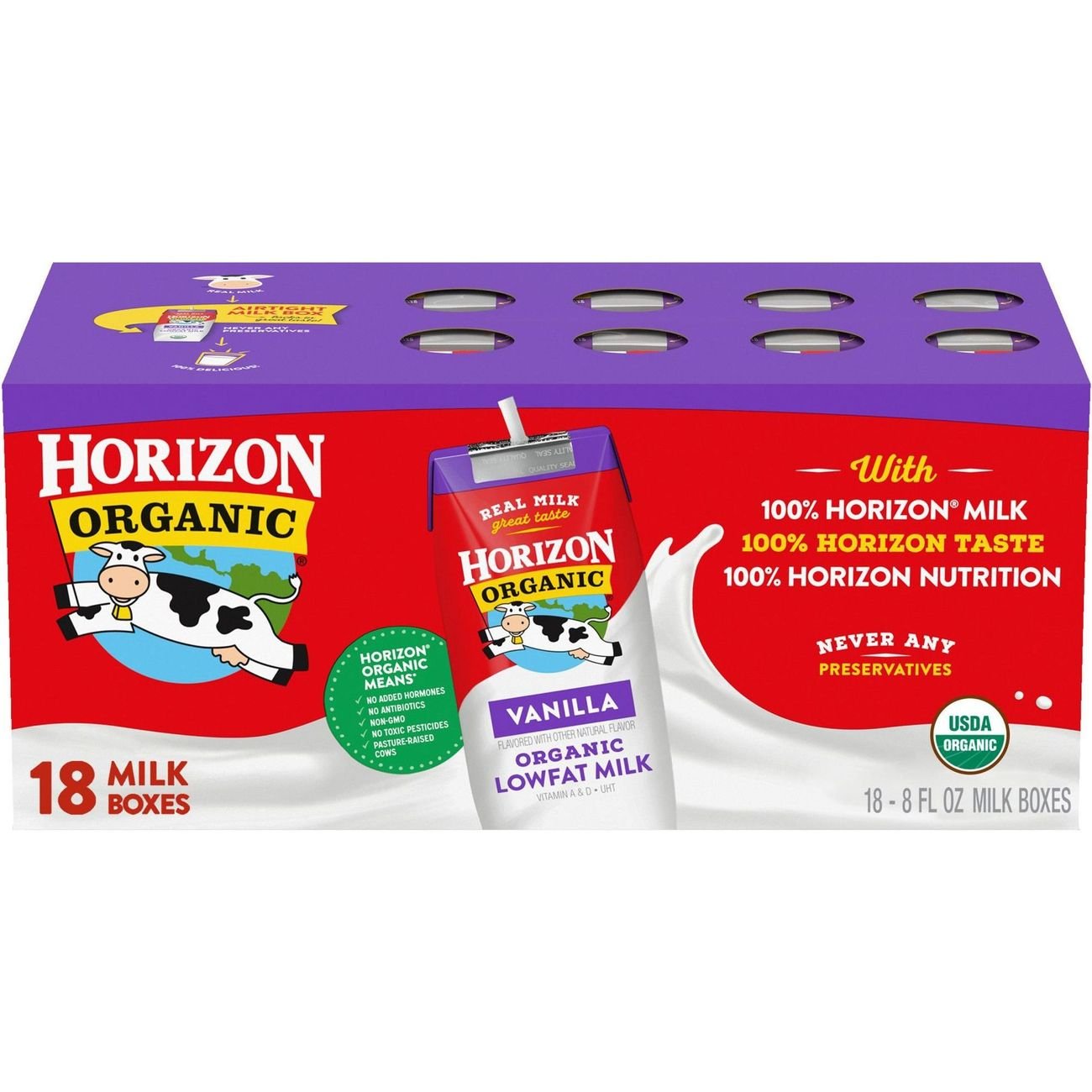 Horizon Organic Vanilla LowFat Milk 8 oz Cartons Shop Milk at HEB