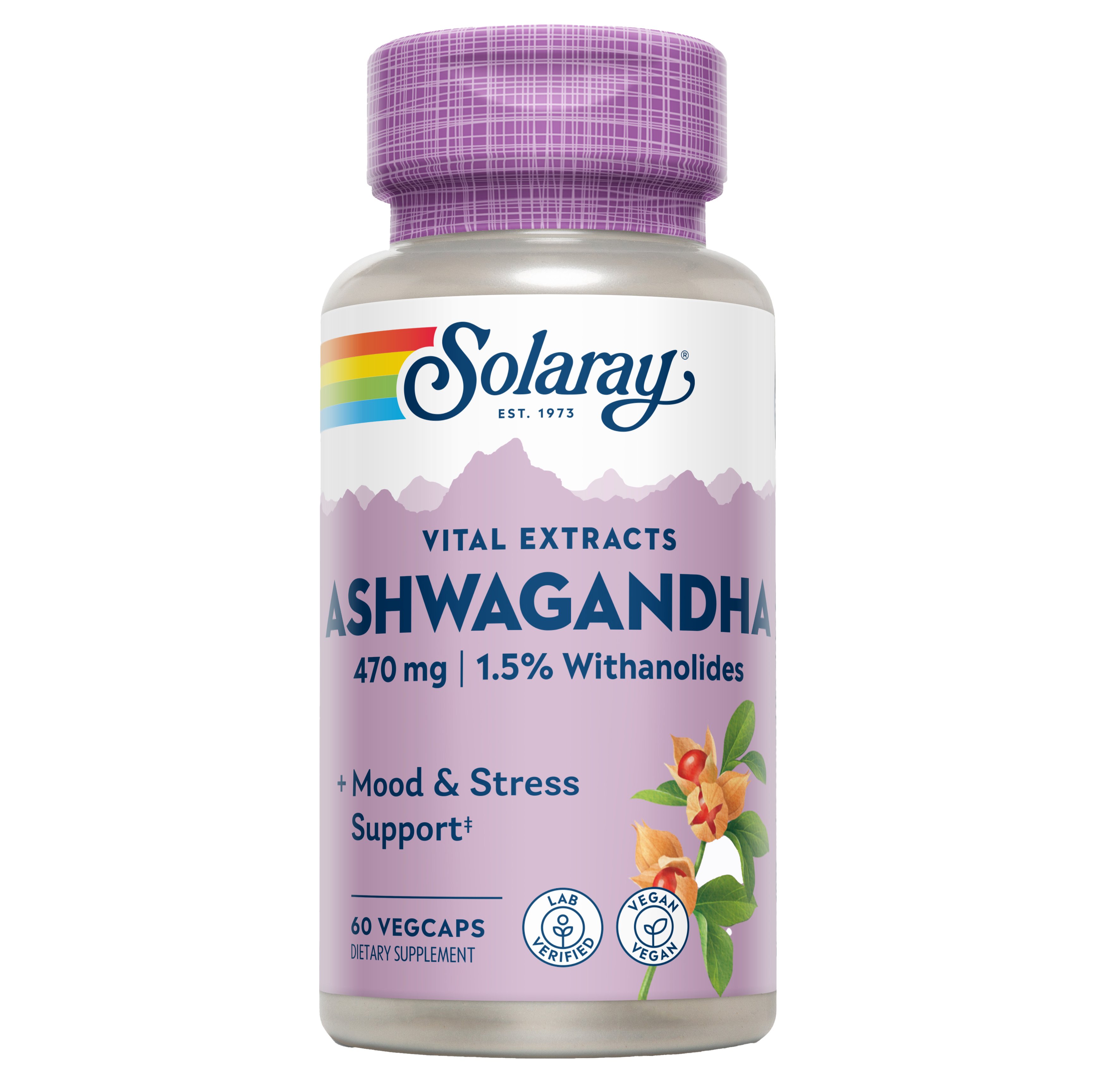 Solaray Ashwagandha 470mg Vegcaps, 60 ct