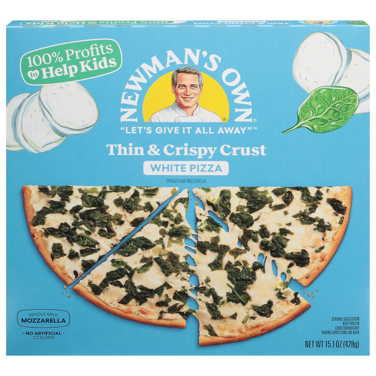 Newman's Own Thin & Crispy Crust Frozen Pizza White Spinach
