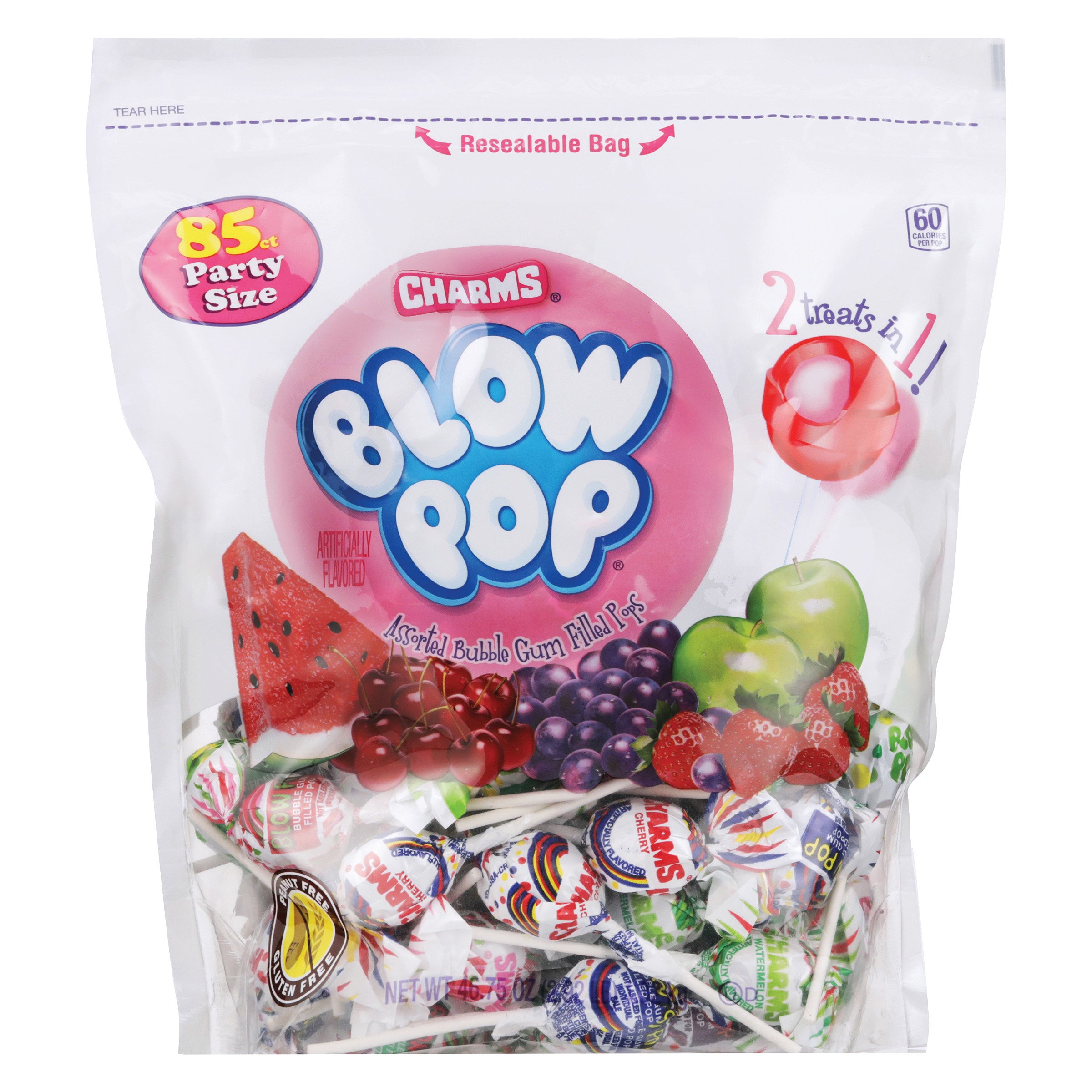 Charms Assorted Fruit Flavor Blow Pop Lollipops - 3 LB Bulk Bag - All City  Candy