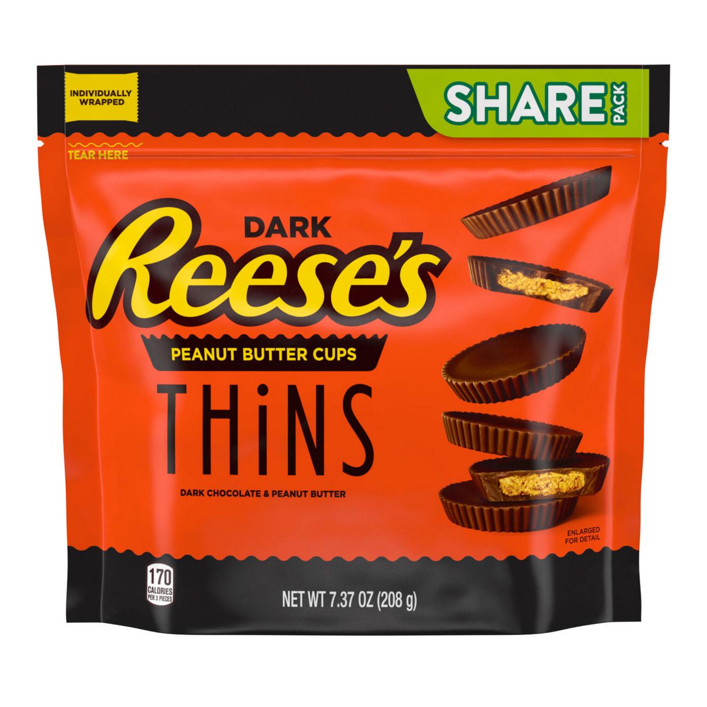 Reese's Thins Dark Chocolate Peanut Butter Cups Candy - Share Pack; image 1 of 7