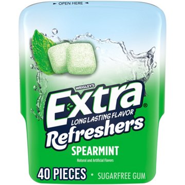 Extra Refreshers Spearmint Sugar Free Chewing Gum, 40 pc