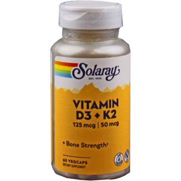Solaray Vitamin D3 + K2 Capsules, 60 ct