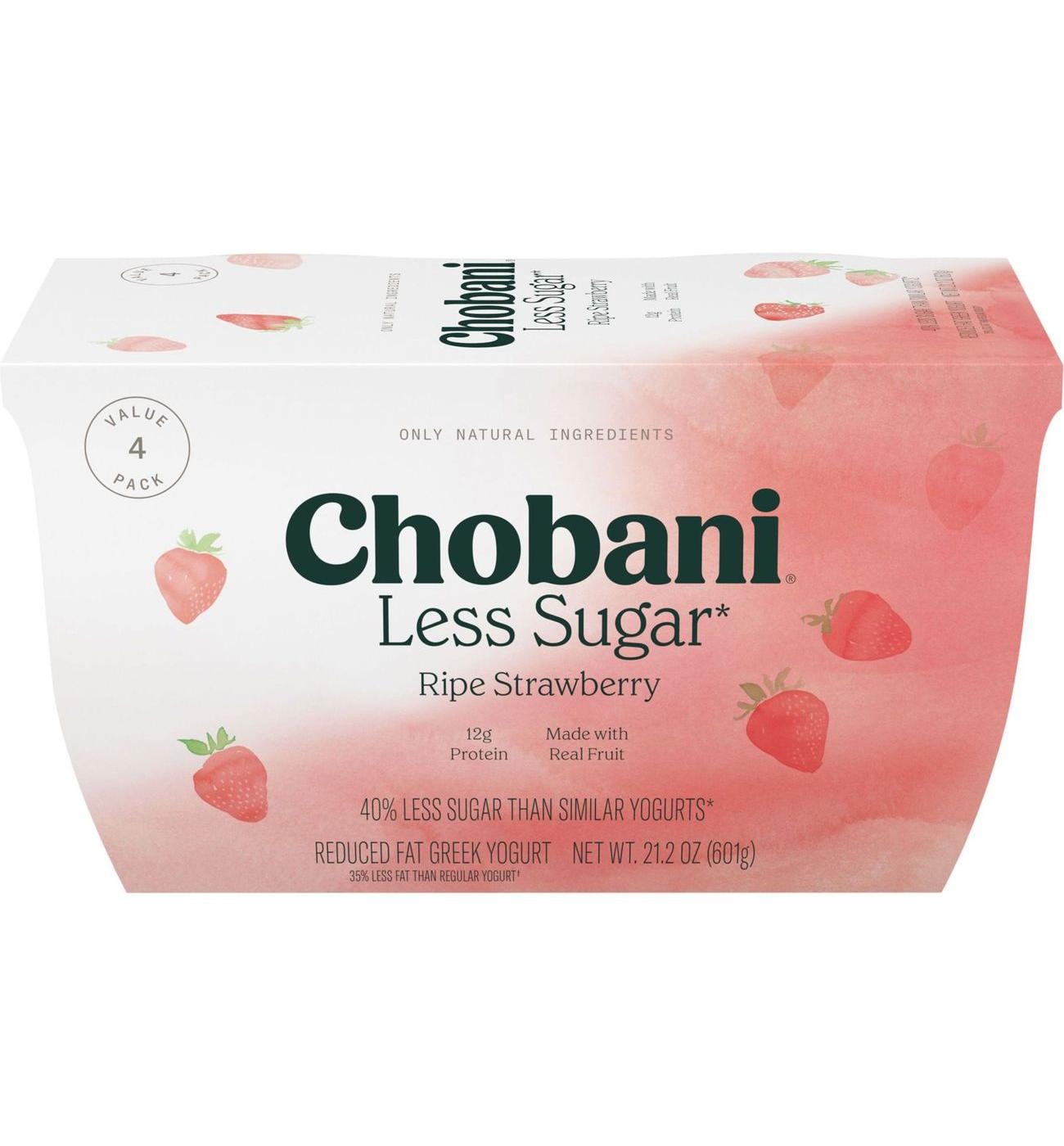 Chobani Less Sugar Low-Fat Montery Strawberry Greek Yogurt; image 1 of 5