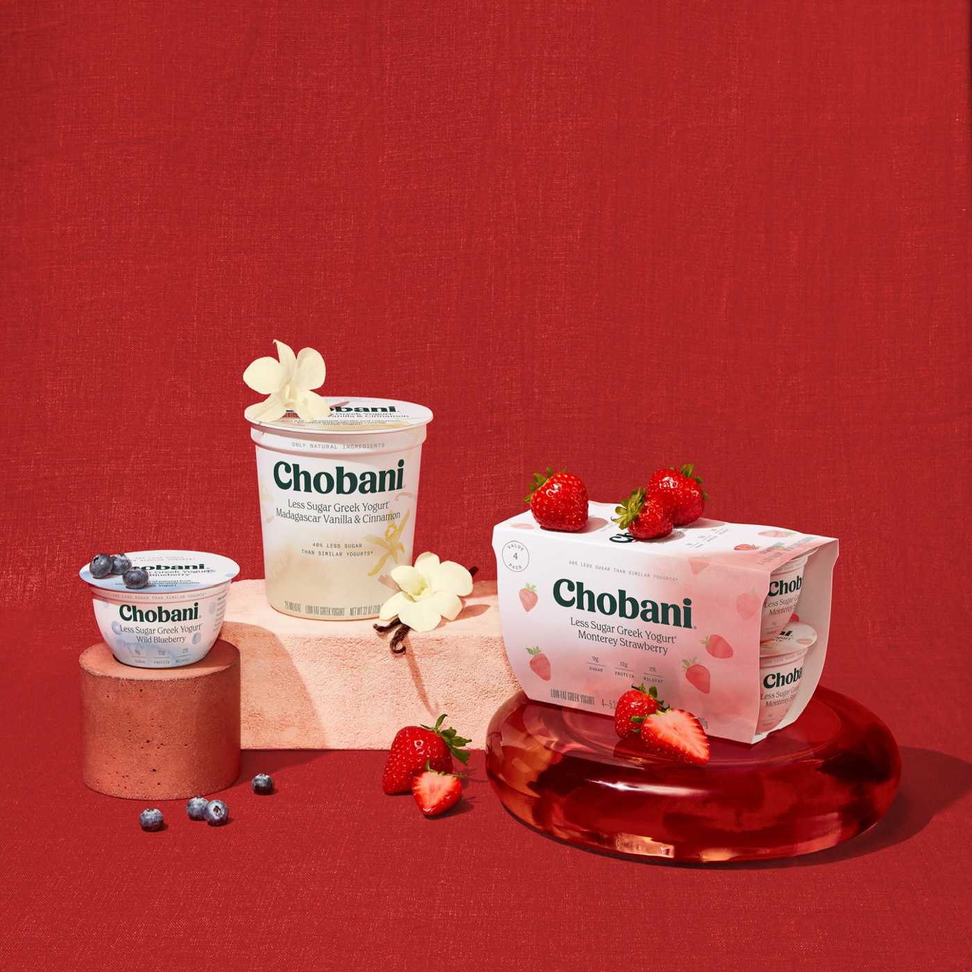Chobani Less Sugar Low-Fat Montery Strawberry Greek Yogurt; image 2 of 3