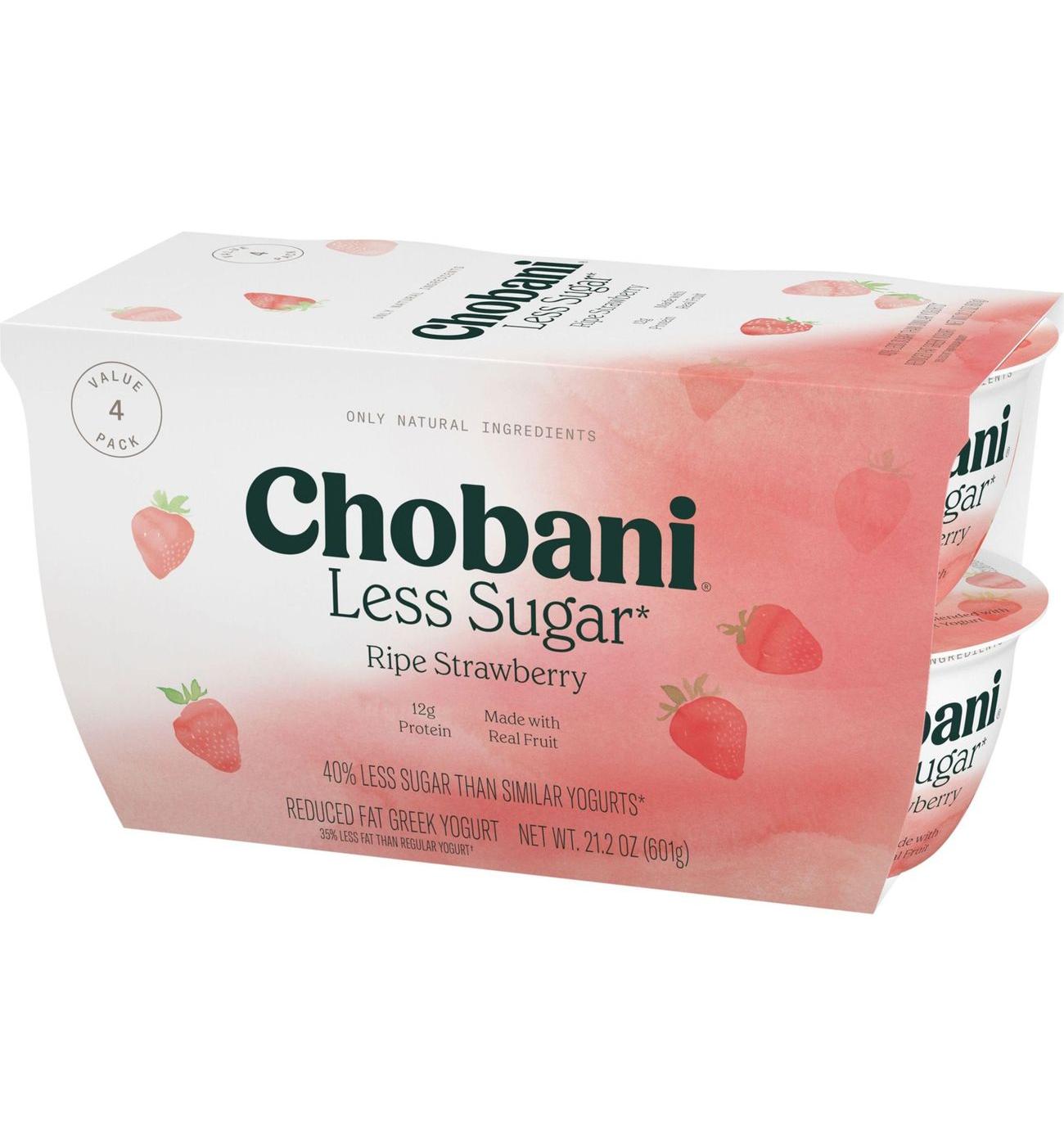 Chobani Less Sugar Low-Fat Montery Strawberry Greek Yogurt; image 3 of 5