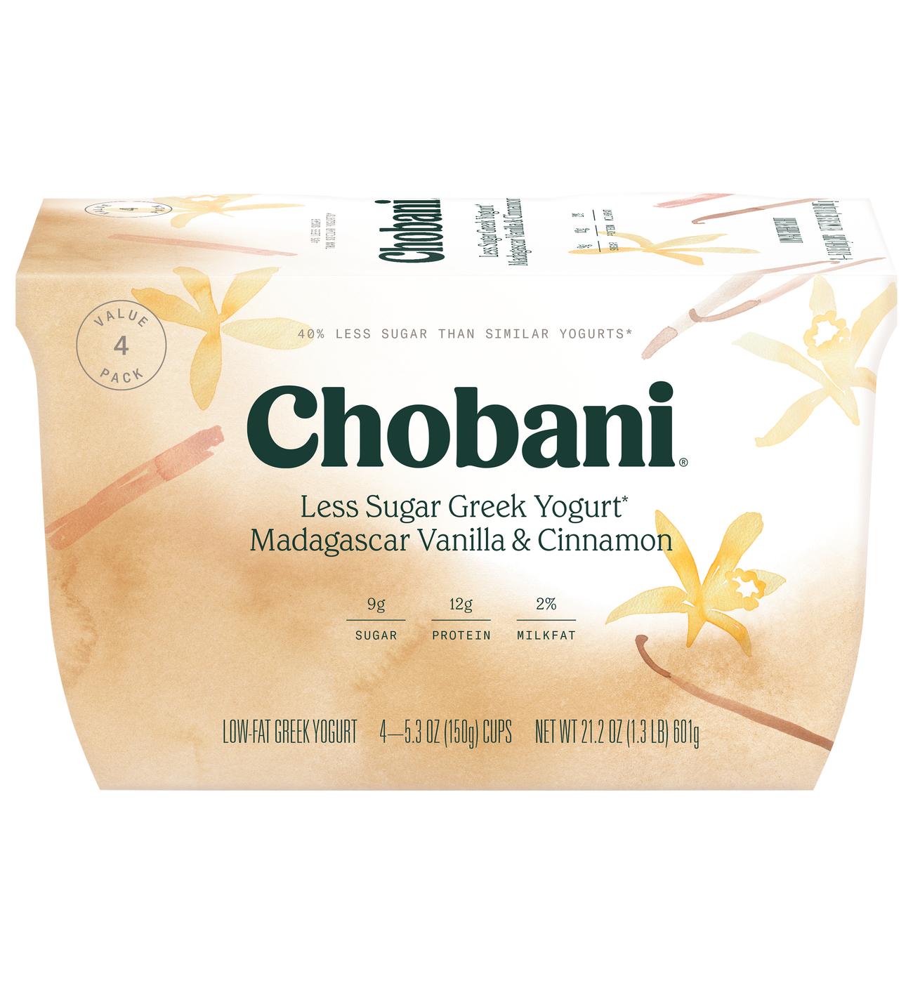 Chobani Less Sugar Madagascar Vanilla & Cinnamon Greek Yogurt; image 1 of 5