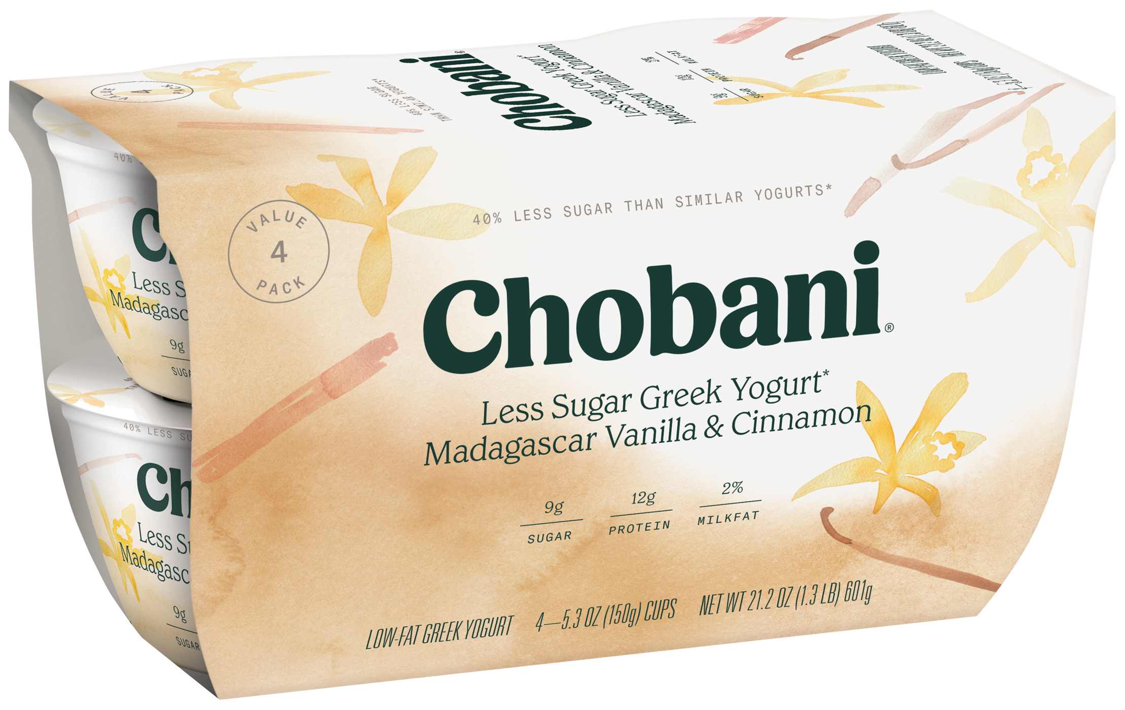 Chobani Less Sugar Madagascar Vanilla & Cinnamon Greek Yogurt; image 5 of 5