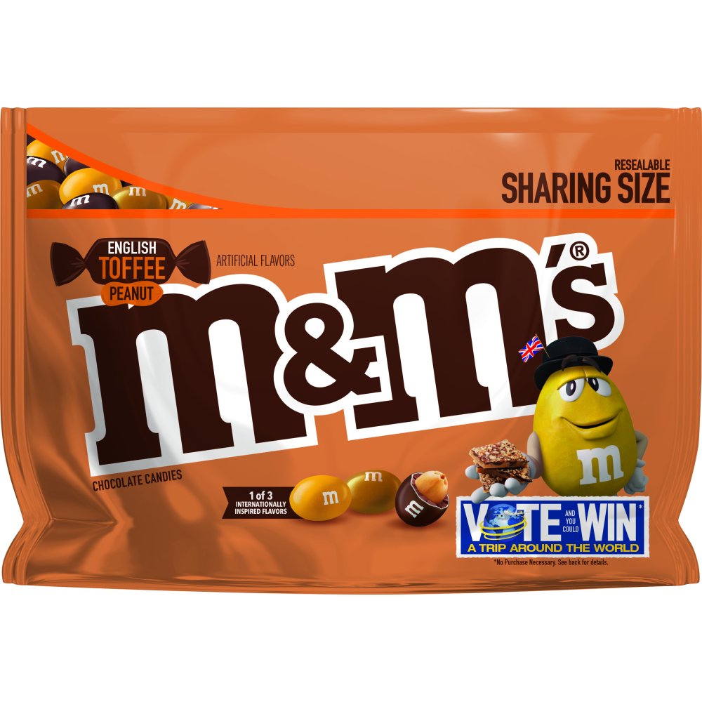 M&M's Flavor Vote English Toffee Peanut Chocolate Candy Stand Up Pouch ...