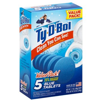 Ty-D-Bol Blue Tablets Toilet Bowl Cleaner Value Pack, 5 ct